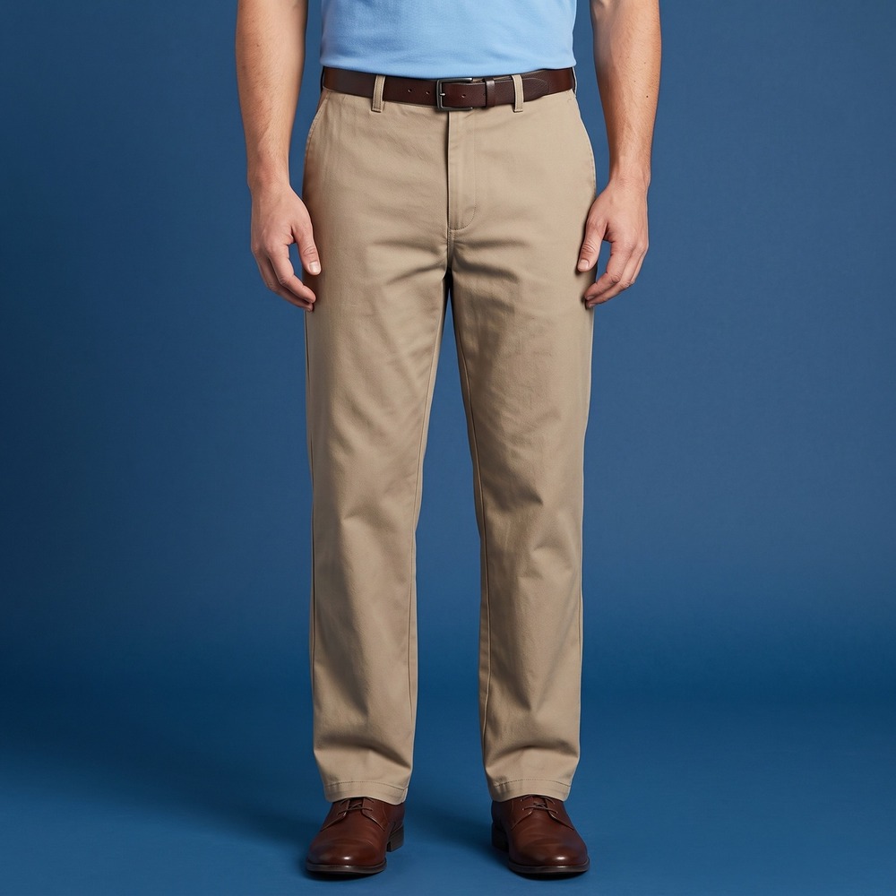 Croft & Barrow Mens Pants 32x32 Khaki Tan Flat Front Chino Slacks
